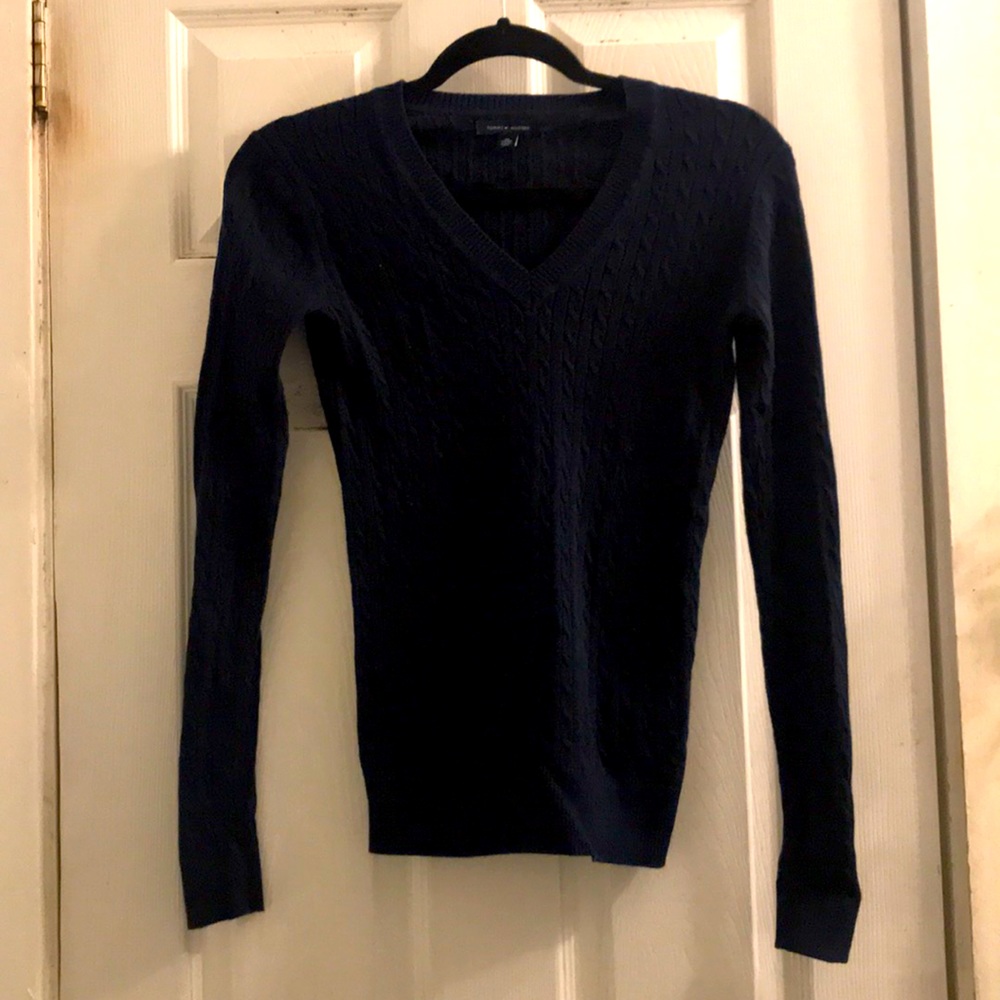 Tommy Hilfiger Navy V Neck Sweater